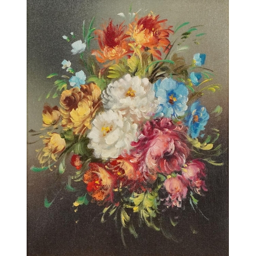 356 - Still life flowers, pair of Italian school oil on canvases, mounted and framed, each 24.5cm x 19cm e... 