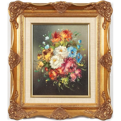 356 - Still life flowers, pair of Italian school oil on canvases, mounted and framed, each 24.5cm x 19cm e... 