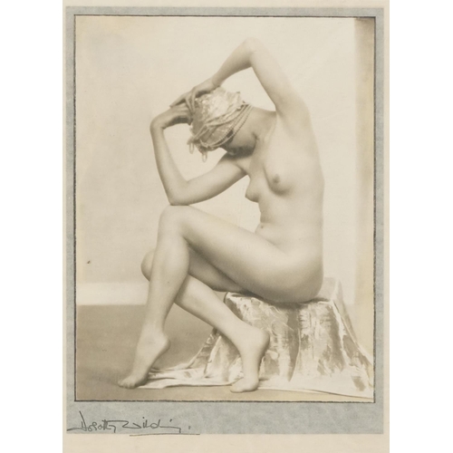 749 - Dorothy Wilding nude lady photograph titled The Silver Turban, mounted, framed and glazed, 32cm x 22... 