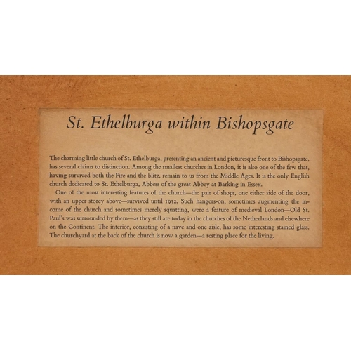 1313 - L S Fletcher - Eight prints of London scenes including St Lawrence Jewry, St Ethelburga within Bisho... 