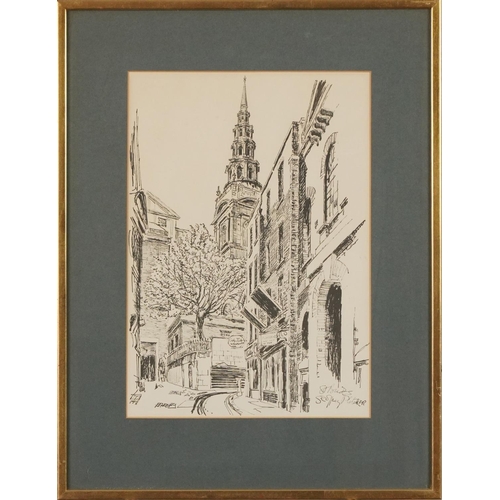 1313 - L S Fletcher - Eight prints of London scenes including St Lawrence Jewry, St Ethelburga within Bisho... 