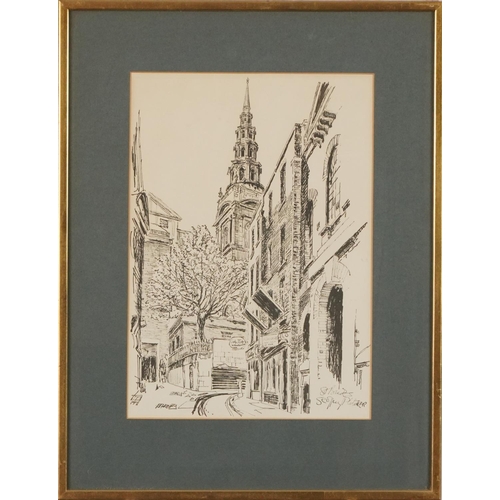 1313 - L S Fletcher - Eight prints of London scenes including St Lawrence Jewry, St Ethelburga within Bisho... 