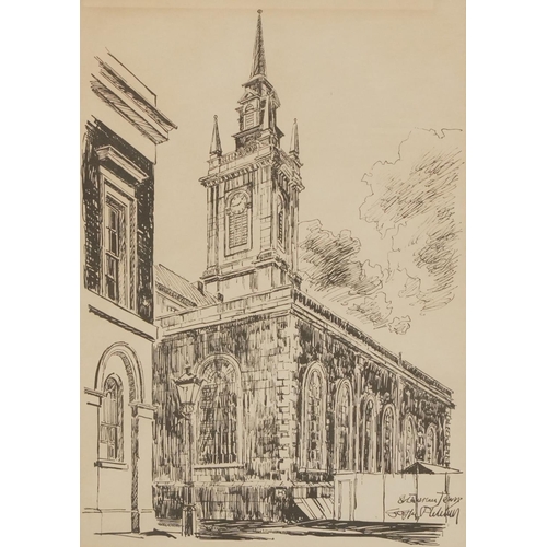 1313 - L S Fletcher - Eight prints of London scenes including St Lawrence Jewry, St Ethelburga within Bisho... 