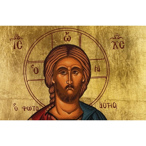 314 - Greek icon on wood panel of Jesus, 40cm x 30cm