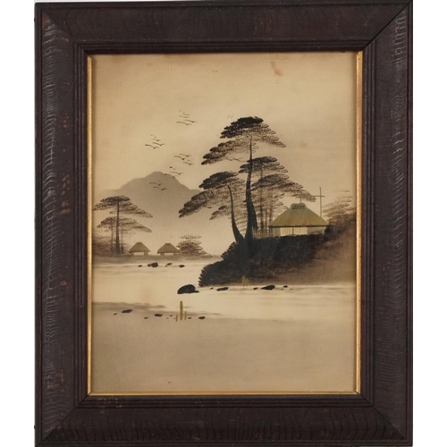 127 - Mount Fujiyama six Japanese watercolours heightened in gilt, each framed and glazed, the largest 35c... 