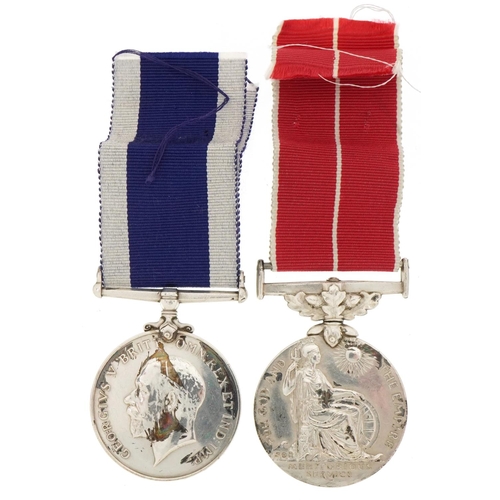 1716 - British military naval medals for Long Service and Good Conduct and a Meritorious Service awarded to... 