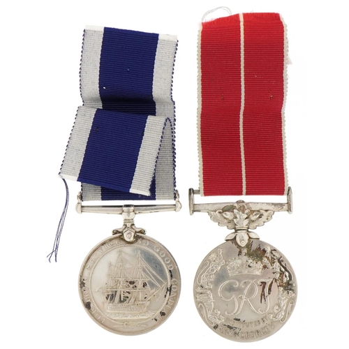 1716 - British military naval medals for Long Service and Good Conduct and a Meritorious Service awarded to... 