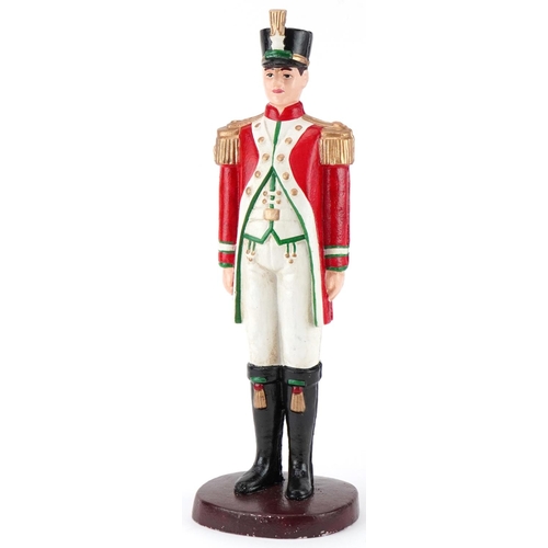 1378 - Hand painted cast iron figure of a soldier, 40cm high