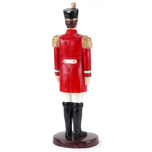 1378 - Hand painted cast iron figure of a soldier, 40cm high