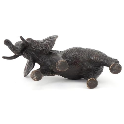 1445 - Japanese patinated okimono of a bull elephant, 30cm in length