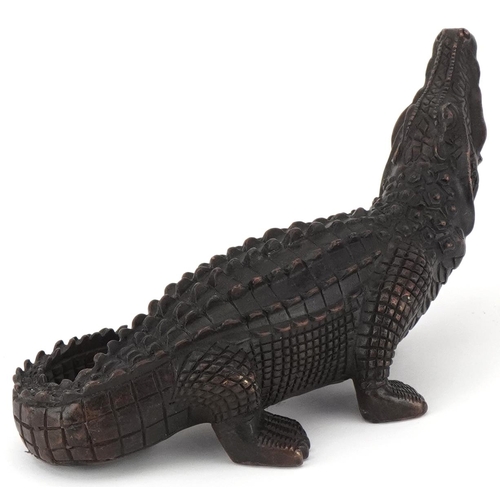 1335 - Patinated bronze study of a crocodile, 25cm in length