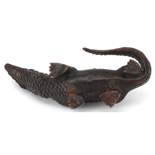 1335 - Patinated bronze study of a crocodile, 25cm in length