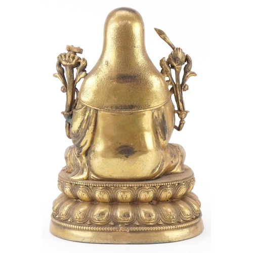 186 - Chino Tibetan gilt bronze Buddha, 24cm high