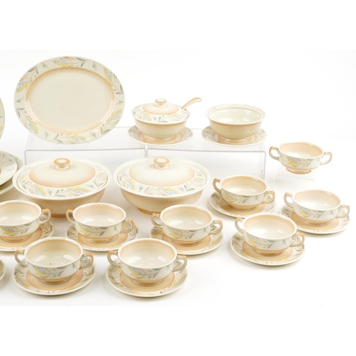 269 - Shelley dinner and teaware designed by Veronica including oval platters, lidded tureens and twin han... 