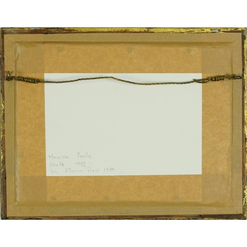 1364 - Monica Poole - Chalk, inscribed In Florian Press 1984 verso, mounted, framed and glazed, 13cm x 8cm ... 