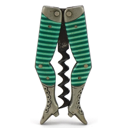 30 - Vintage ladies legs corkscrew, registered design, 6.5cm in length