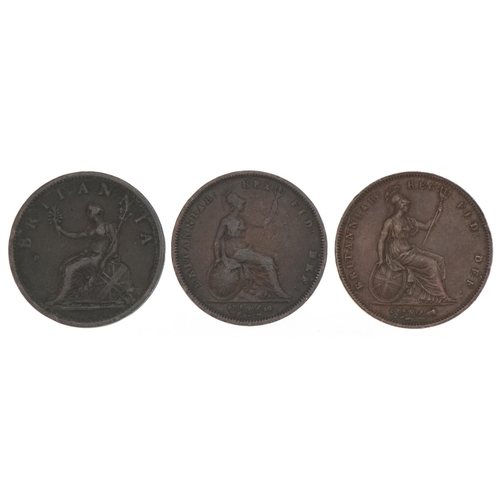 590 - George III 1806 penny, William III 1831 penny and Queen Victoria 1853 penny