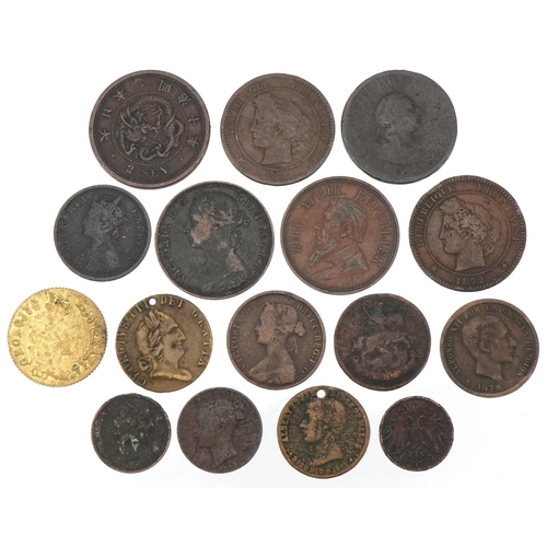 591 - Selection of China and India copper coinage including Victorian examples,