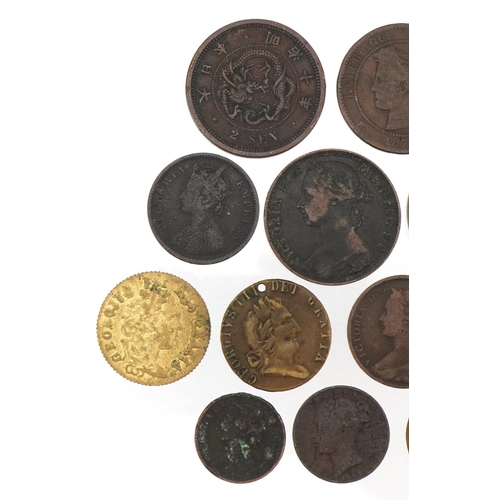 591 - Selection of China and India copper coinage including Victorian examples,