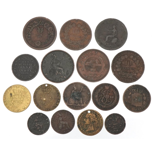 591 - Selection of China and India copper coinage including Victorian examples,