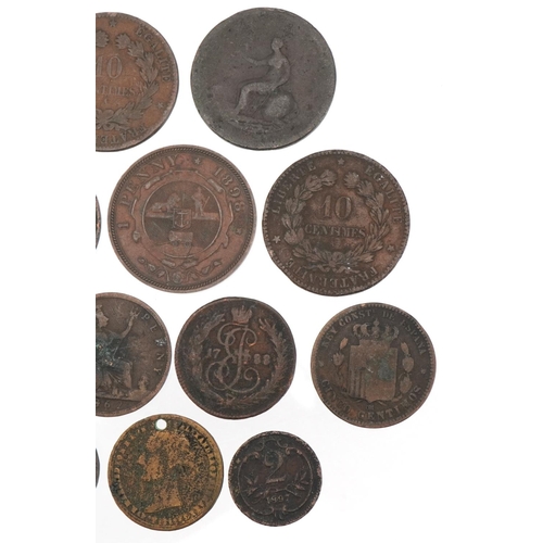 591 - Selection of China and India copper coinage including Victorian examples,