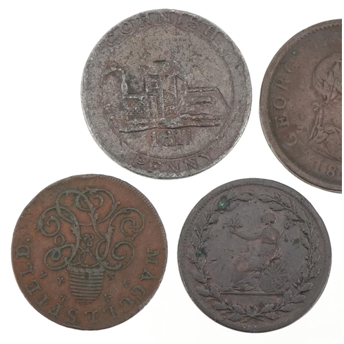 589 - Copper coinage including George II 1806 penny, 1782 Macclesfield half penny and 1813 half penny