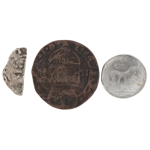 576 - Antique coinage including a Roman example