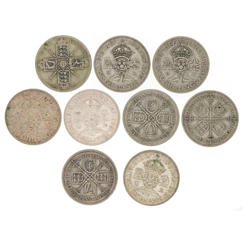 615 - George V and George VI florins and two shilling coins