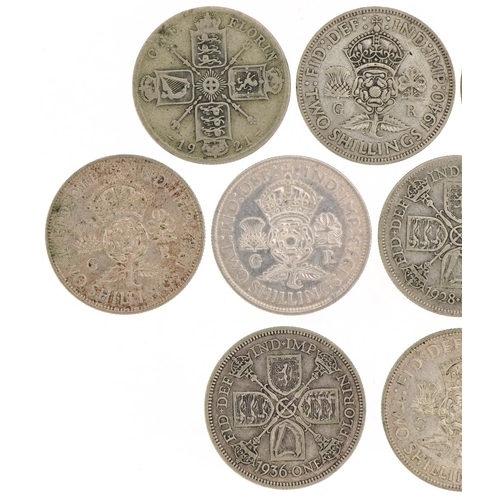 615 - George V and George VI florins and two shilling coins