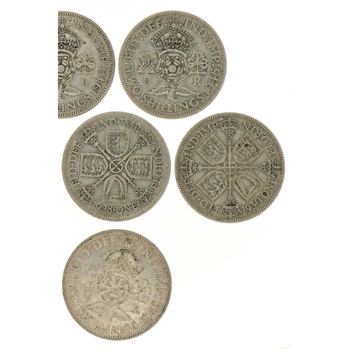 615 - George V and George VI florins and two shilling coins