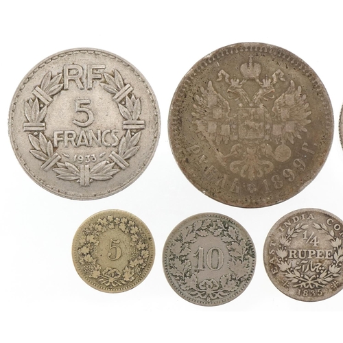 662 - Coinage including France and Switzerland, some silver