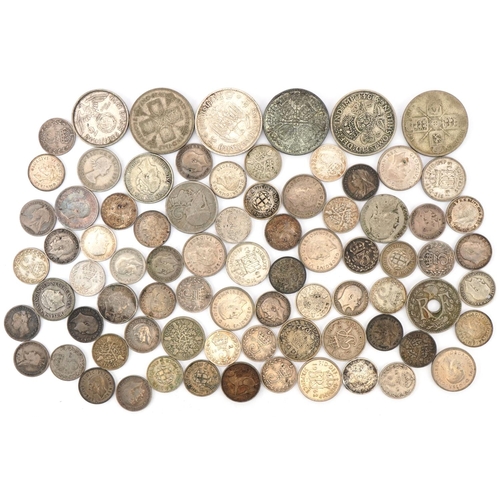 622 - Mixed English and European silver coinage,  including Victorian examples