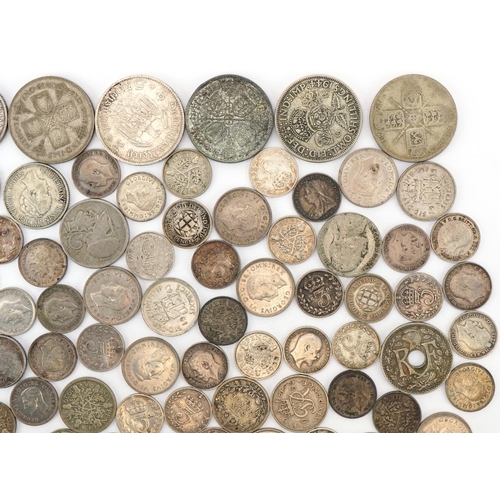 622 - Mixed English and European silver coinage,  including Victorian examples