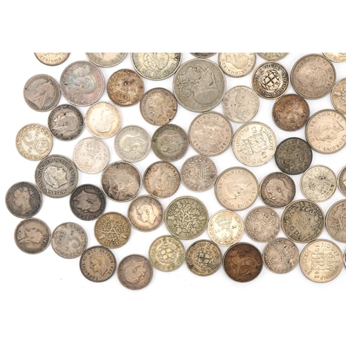 622 - Mixed English and European silver coinage,  including Victorian examples