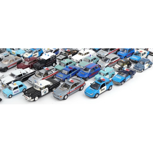 1670 - Large collection of diecast Police vehicles including Solido, Maisto, Burago, Corgi and Vanguards