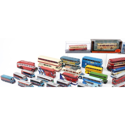 1648 - Large collection of diecast model buses, some with boxes, predominantly Corgi and Exclusive First Ed... 