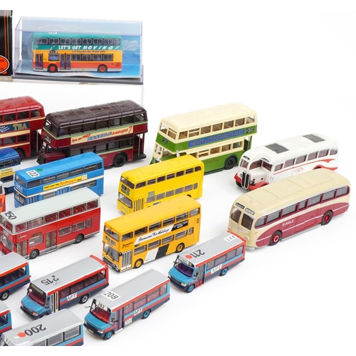 1648 - Large collection of diecast model buses, some with boxes, predominantly Corgi and Exclusive First Ed... 