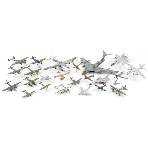 1607 - Collection of scratch built model military aircraft, the largest 50cm wide