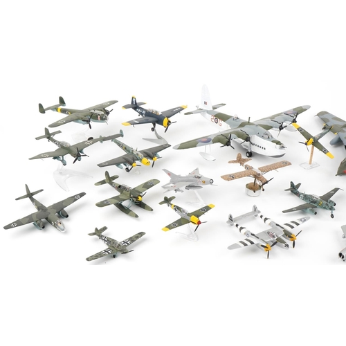 1607 - Collection of scratch built model military aircraft, the largest 50cm wide