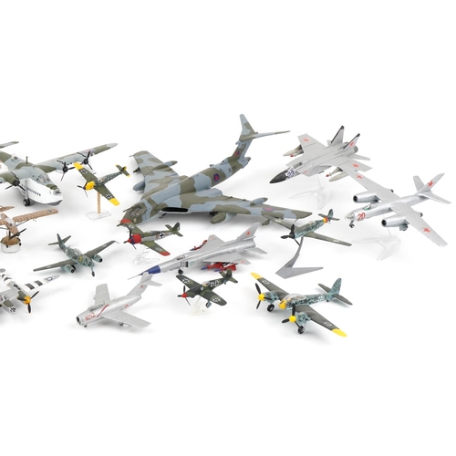 1607 - Collection of scratch built model military aircraft, the largest 50cm wide