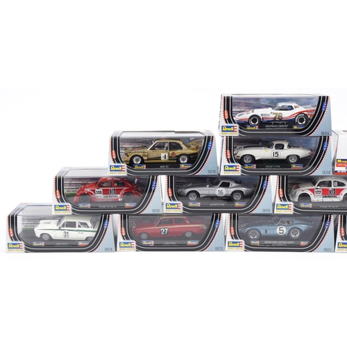 1592 - Thirteen Revell 1:32 scale model slot cars with cases including McLaren M6A, BMW 320 and Corvette Gr... 