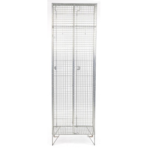 1044 - Industrial steel wire cage locker, 198cm H x 61cm W x 31cm D