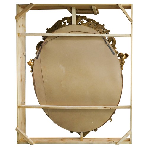 1131 - Unusually large and impressive 19th century style gilt painted oval wall mirror with bevelled glass ... 