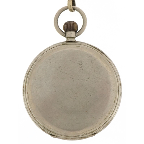 2659 - H White & Co Ltd, gentlemen's white metal open face keyless pocket watch having enamelled and subsid... 