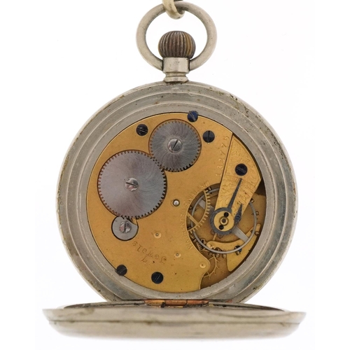 2659 - H White & Co Ltd, gentlemen's white metal open face keyless pocket watch having enamelled and subsid... 