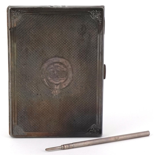 161 - Frederick Marson, Victorian silver engine turned aide memoire with propelling pencil, Birmingham 187... 