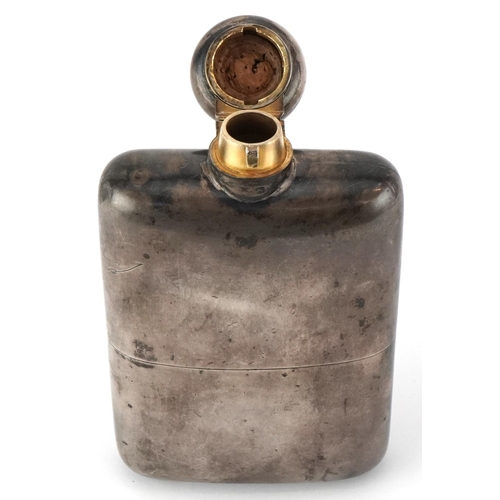 156 - George Neal & George Neal, Victorian solid silver hip flask with detachable cup and bayonet fitting ... 