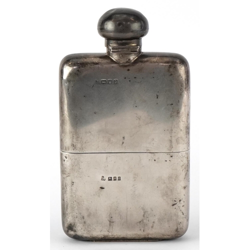 156 - George Neal & George Neal, Victorian solid silver hip flask with detachable cup and bayonet fitting ... 