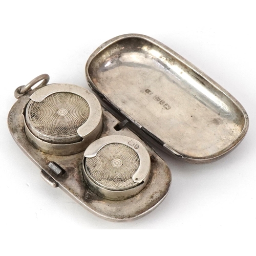 517 - Colen Hewer Cheshire, Victorian silver sovereign and half sovereign case, Birmingham 1893, 6cm high,... 