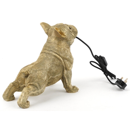 1289 - Ornate gilt painted table lamp in the form of a French Bulldog, 30cm in length